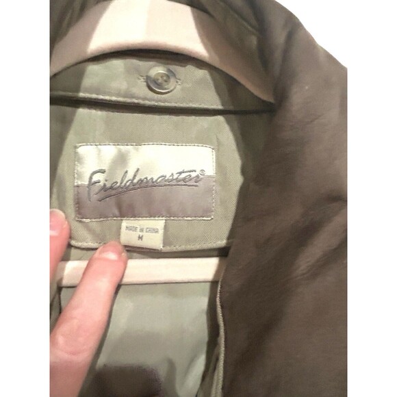 Vtg 90s Fieldmaster Jacket Mens Med Tan Barn Chore Coat Quilt Down Lined Leather - Picture 8 of 16